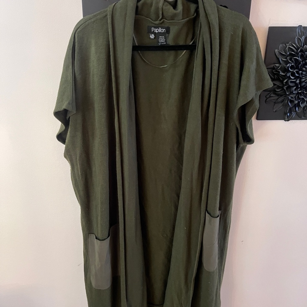 Papillon Olive Knit Open Cardigan